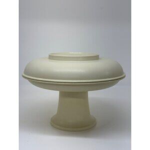 VTG Tupperware Mini Serve-It-All 5.25" Tall Cake / Pedestal Server Almond Color